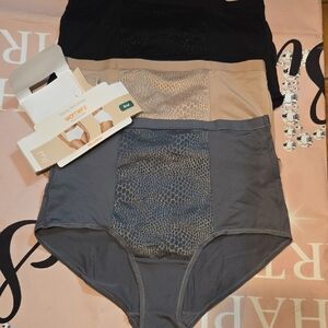 WARNERS TUMMY Smoothing Women's High-Waist Panties Large- Black,Beige, Gray New